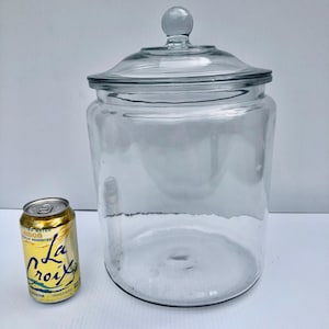 Vintage Extra Large Clear Glass Jar, Heavy Weighted Pantry/Apothecary/Terrarium/Pharmacy/Country Store Jar, Canister/Cookie Jar, Sphere Knob