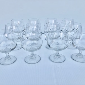 Vintage, Crystal, Brandy Cognac Snifters, Gorgeous, Rare Set of 12, Optic Cut Crystal, Balloon Snifter Glasses, Excellent Condition, MCM Bar