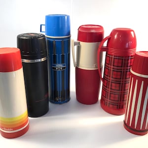 Vintage Thermoses, Sold Separately, Retro Coffee/Tea/Soup Thermoses, Metal & Hard Plastic, Some Rare, Aladdin/King Seeley/Universal, Gift