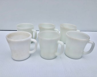 Vintage Fire King melkglazen koffiemokken, set van 6, MCM Kitchen