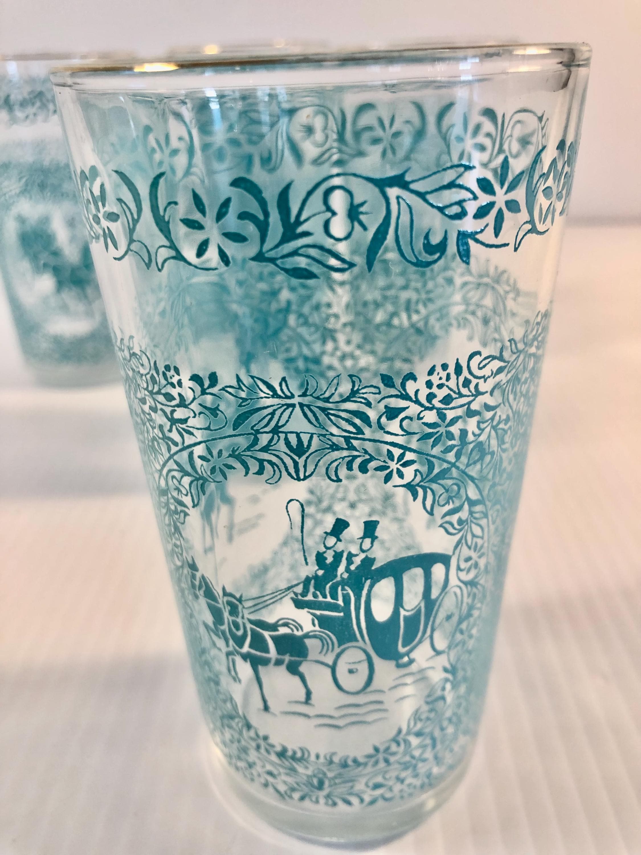 Vintage Hazel Atlas Turquoise Monticello Glasses, Set of 5 - Etsy