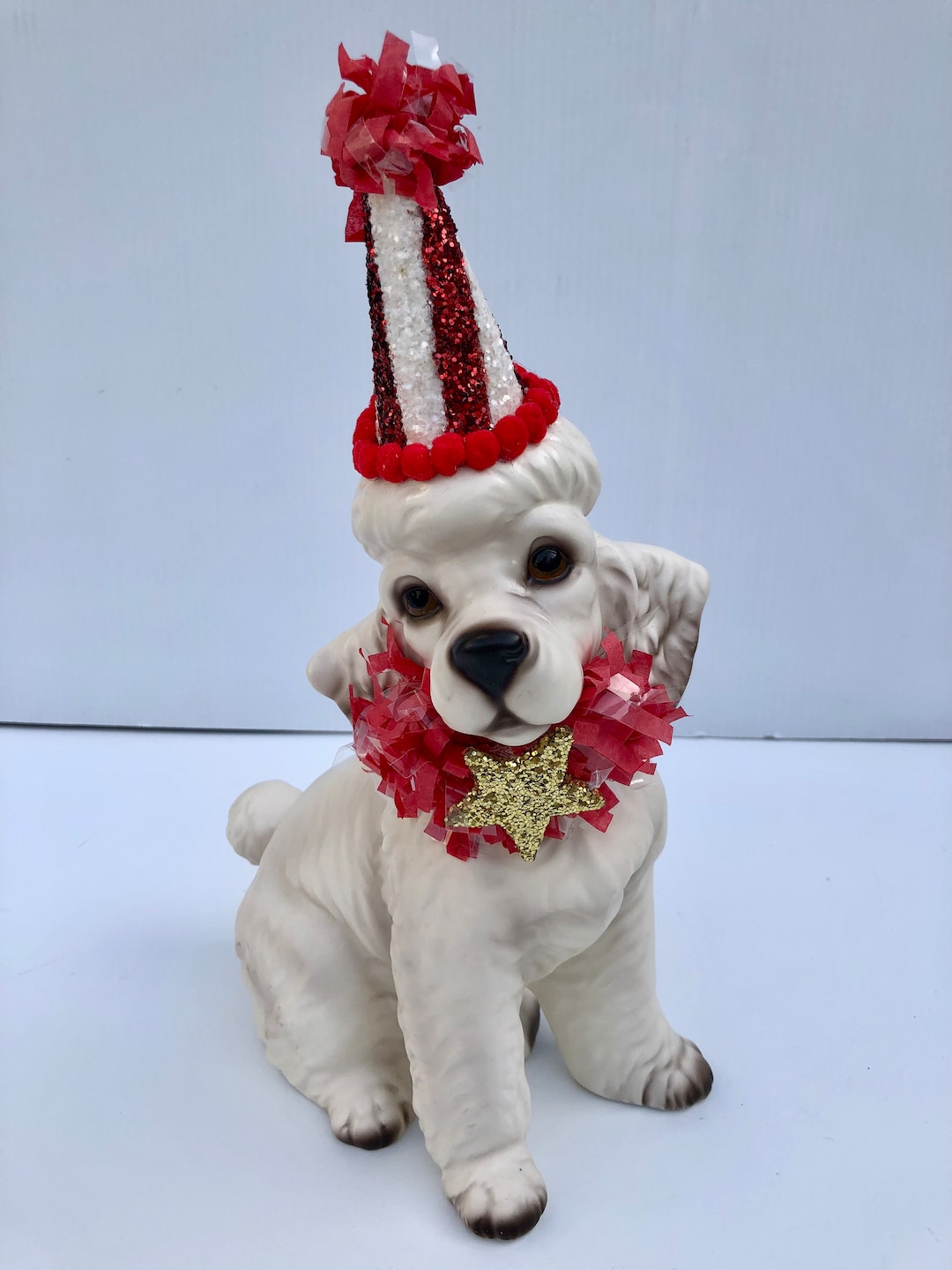 Vintage Ceramic Poodle Figure Large Vintage Circus Poodle Etsy
