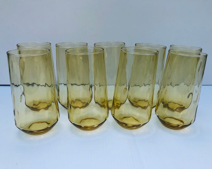 Vintage, Amber Glass Tumblers, Extra Large, Light Amber Beverage