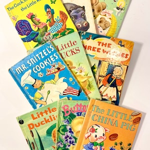Vintage 1940er - 1960er Jahre Set von 9 Rand McNally Junior Elf Bücher, Hardcover, Guter Zustand