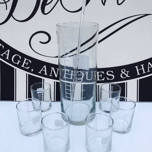 Vintage, Libbey, Modern Bar, Laboratory, Eight Piece Chemistry Bar, Science Beaker Cocktail Set