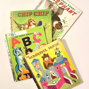 Vintage Set of 4 Little Golden Books, 1st Edition Chip Chip 1947