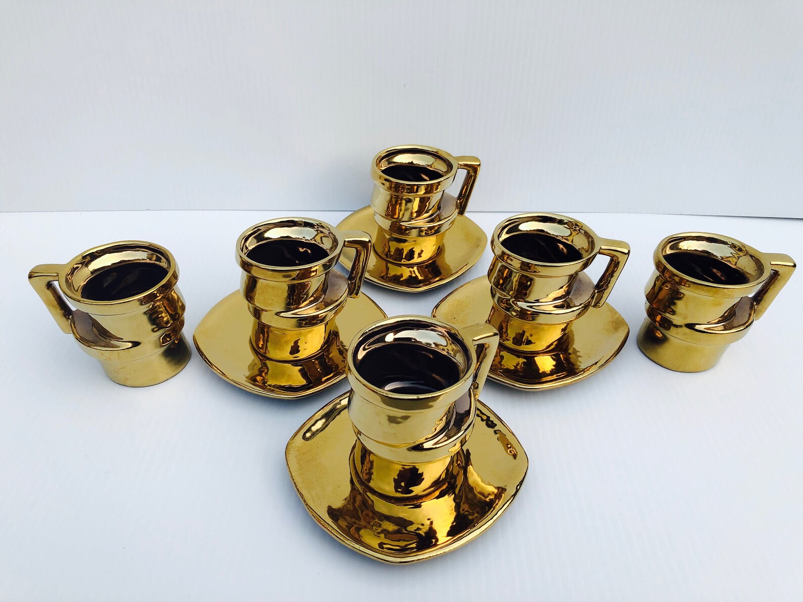 Vintage Double Stacked Crooked Pottery Tea Set in Glossy Etsy