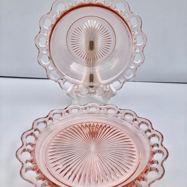 Pink Depression Glass Plates Etsy