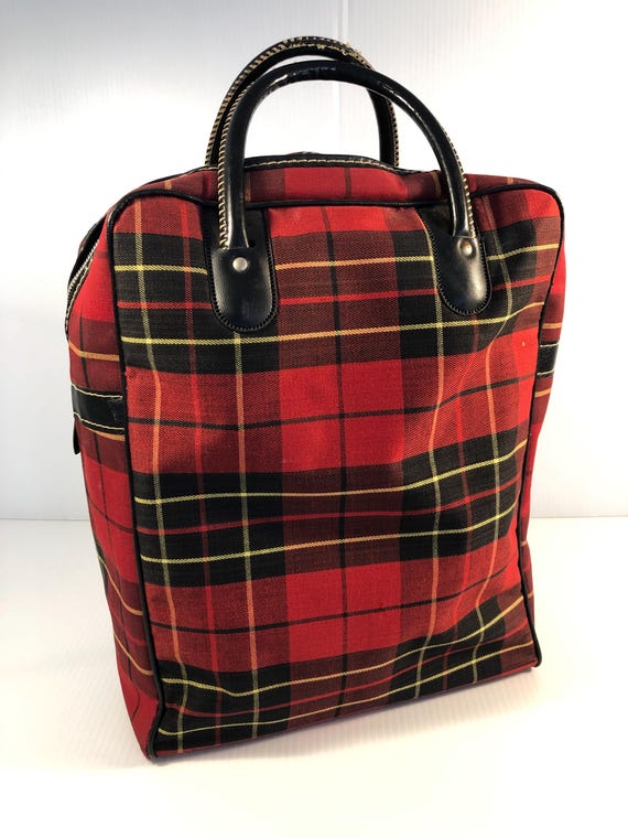 Vintage rote Tartan Tasche, klassisches MCM kariert, doppelte