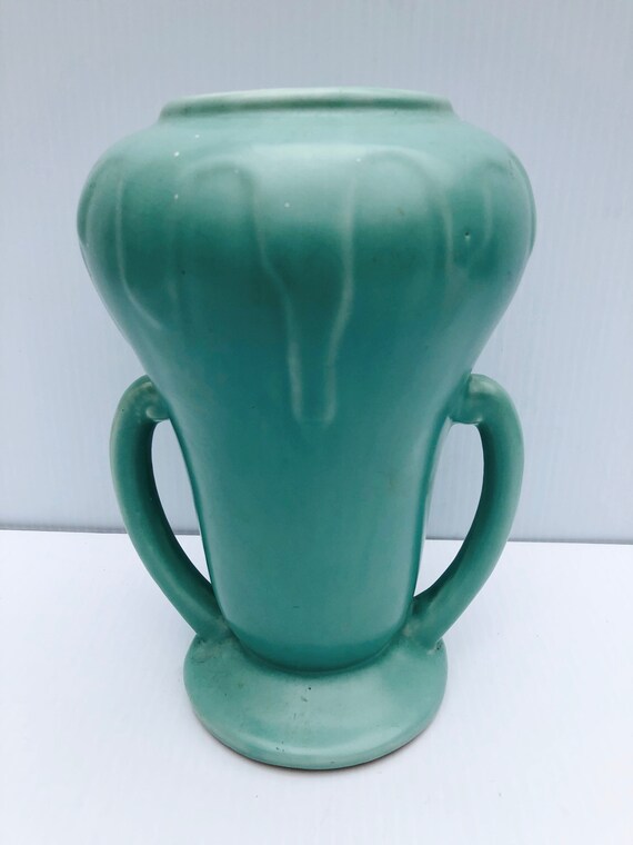 Vintage Pottery Vase Rare Matte Turquoise With Large Drips Etsy