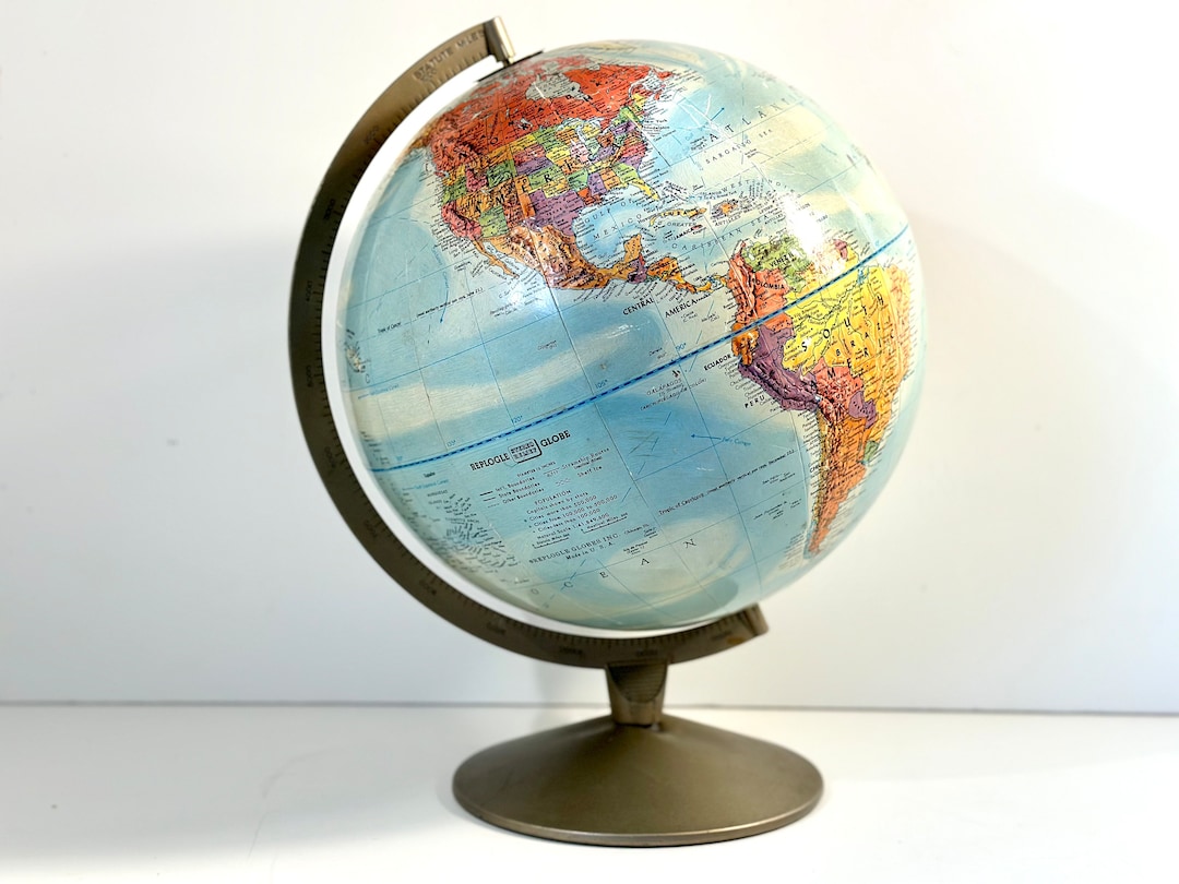 Vintage 1960s Replogle 12 World Globe, Stereo Relief Table Globe W ...