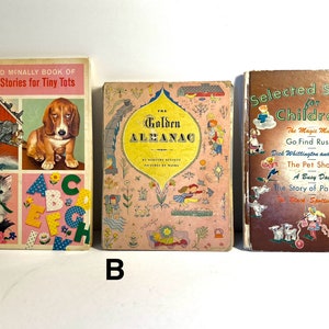 Vintage 1940s Hardback Children&#39;s Books, Sold Separately - Favorite Stories for Tiny Tots 1960, Golden Almanac 1944, Selected Stories 1949