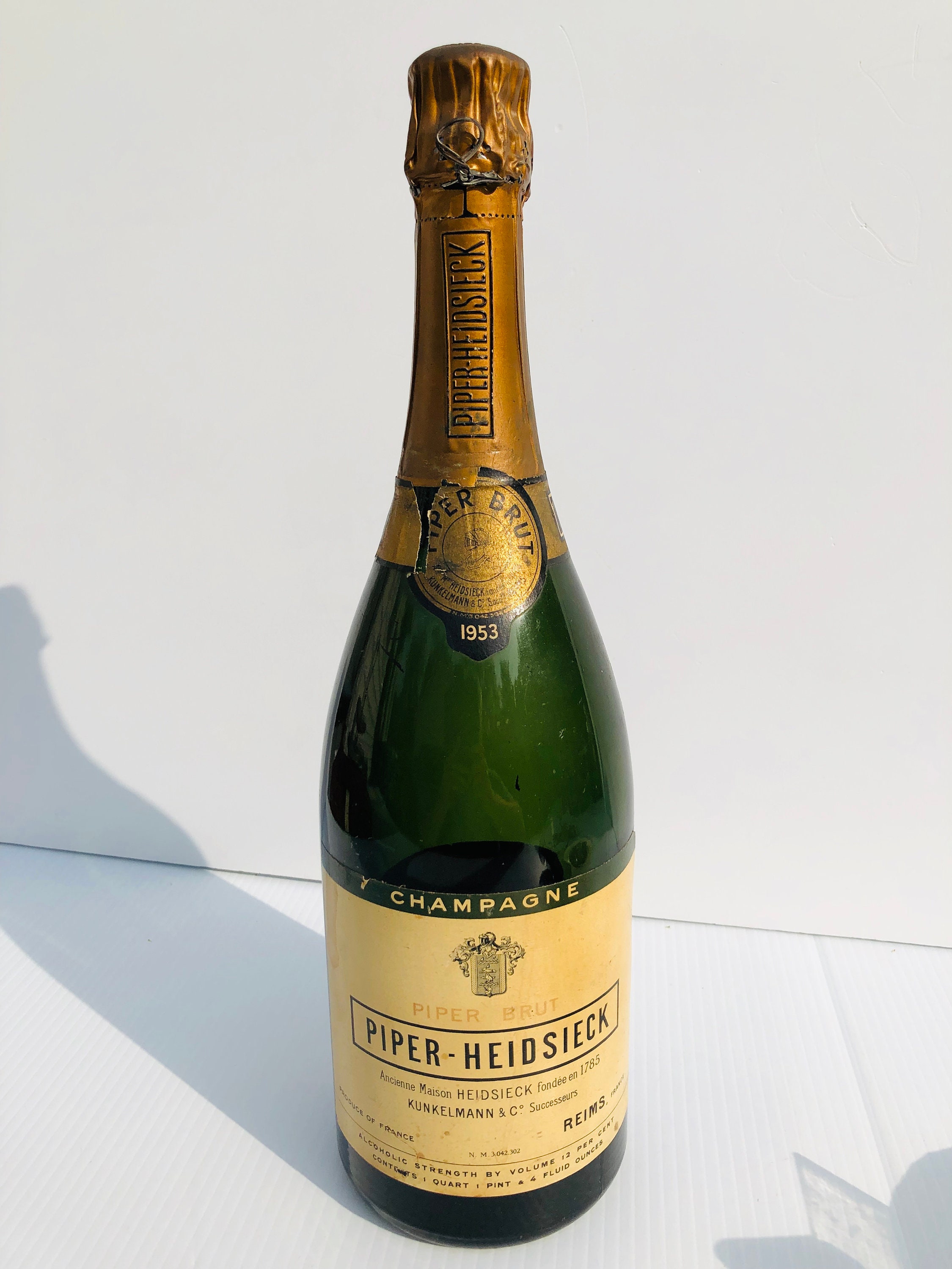 Large, Display 1953 Sealed, Reims Extra - Champagne MCM Bottle, Empty, Etsy Bar Collectible Vintage, Piper France Heidsieck Champagne Bottle, Brut,