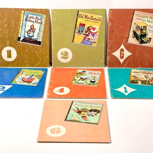 Vintage 1940s – 1960s Rare Set of 7 Children&#39;s Books, Fairy Tale Collection, GST, Golden Press, Reader Books, Amazing Illustrations