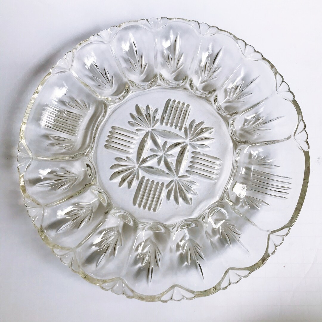 VINTAGE Depression Glass Deviled Egg Dish Etsy