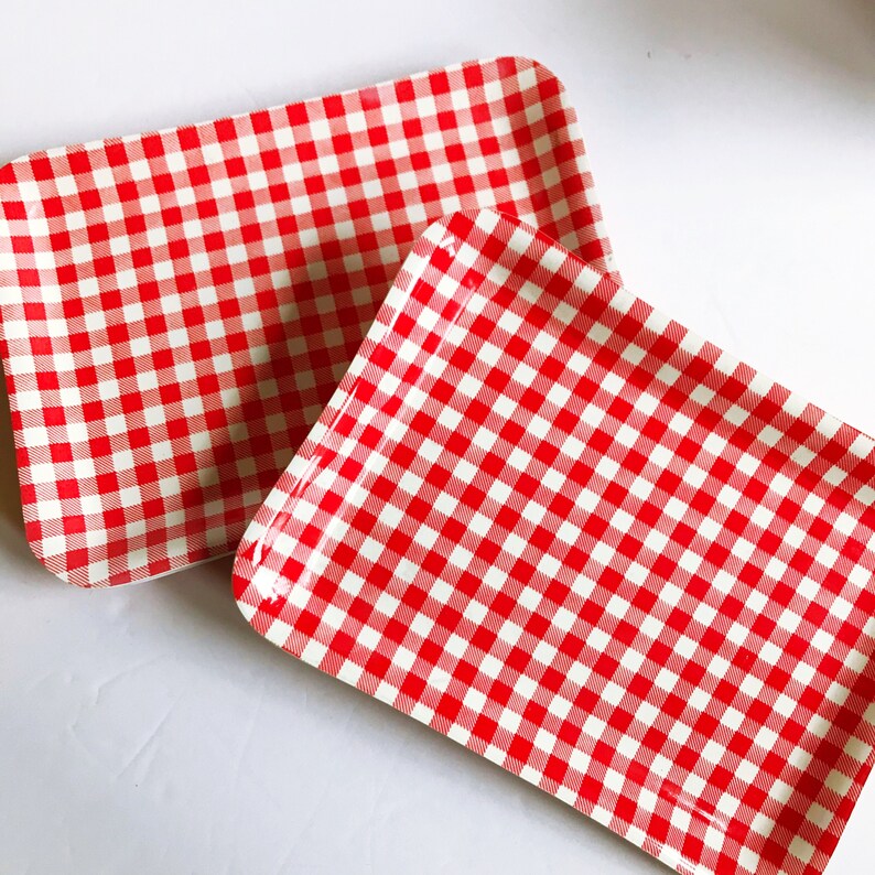 VINTAGE Red & White Gingham Kitchen Set Etsy