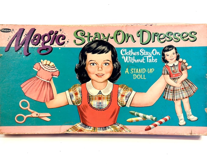 Vintage 1960s Paper Doll Box Set, Whitman, Magic Stayon Dresses, Susie