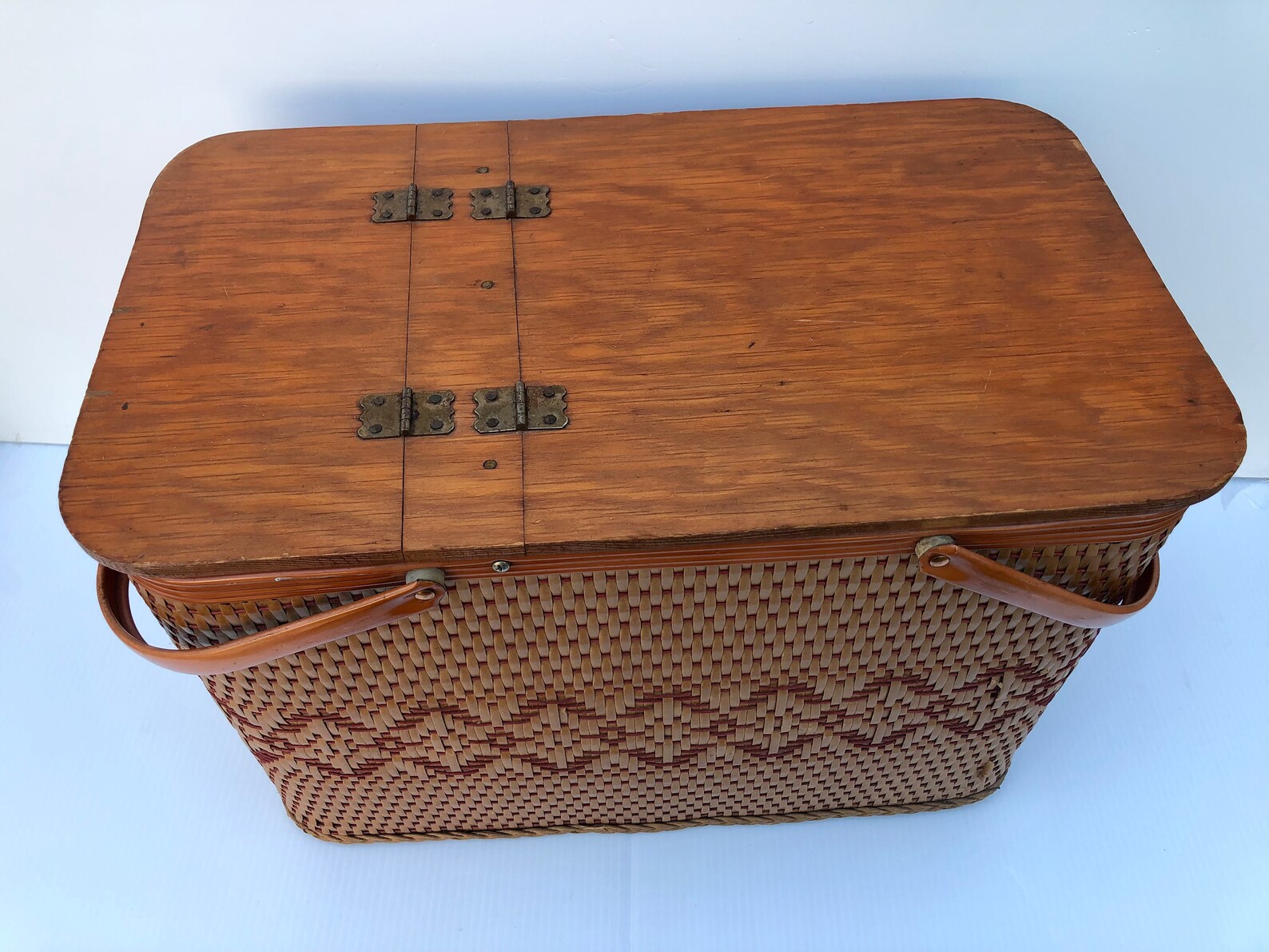 Vintage Redmon Picnic Basket & Snack Table Stamped Redmon Etsy