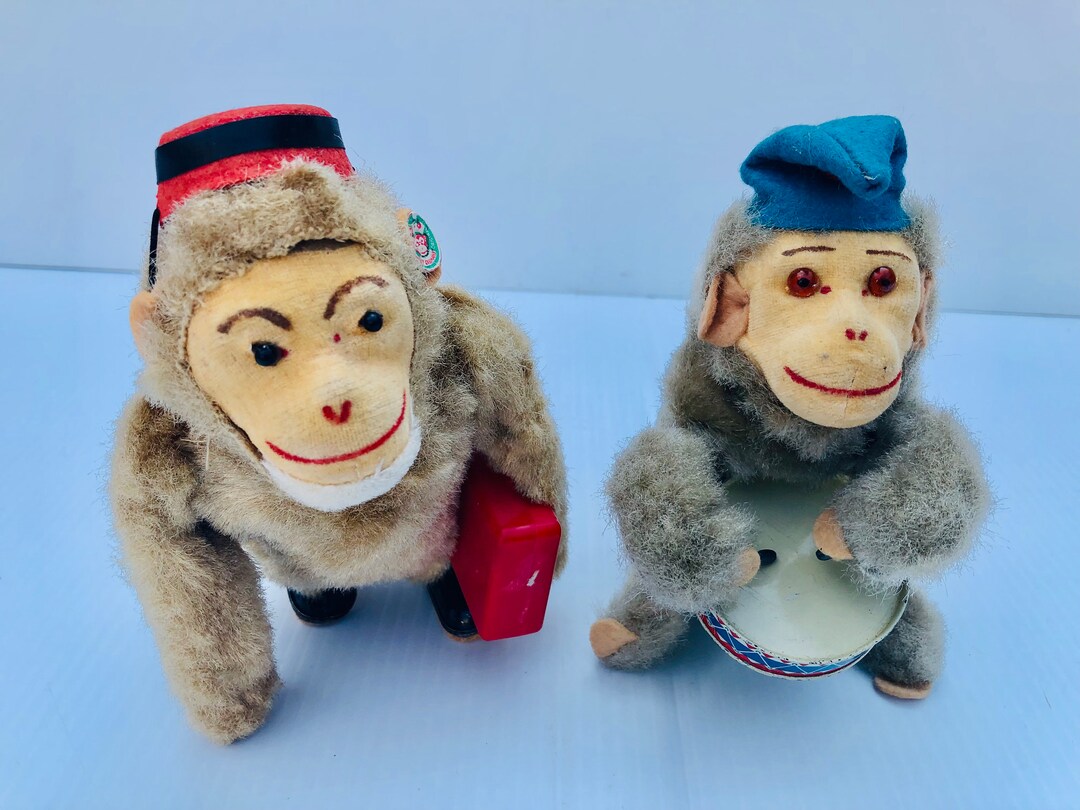 Antique/vintage Wind up Monkey Toys, Mechanical, Mohair, West Germany