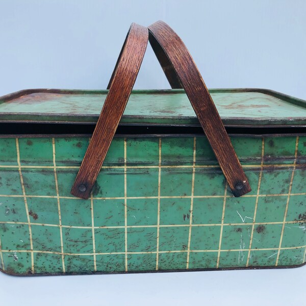 Plaid Picnic Basket Etsy