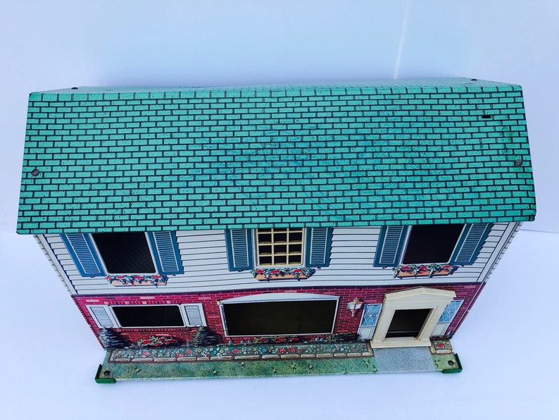 Vintage Tin Doll House Metal Litho Wolverine 2 Story Doll Etsy