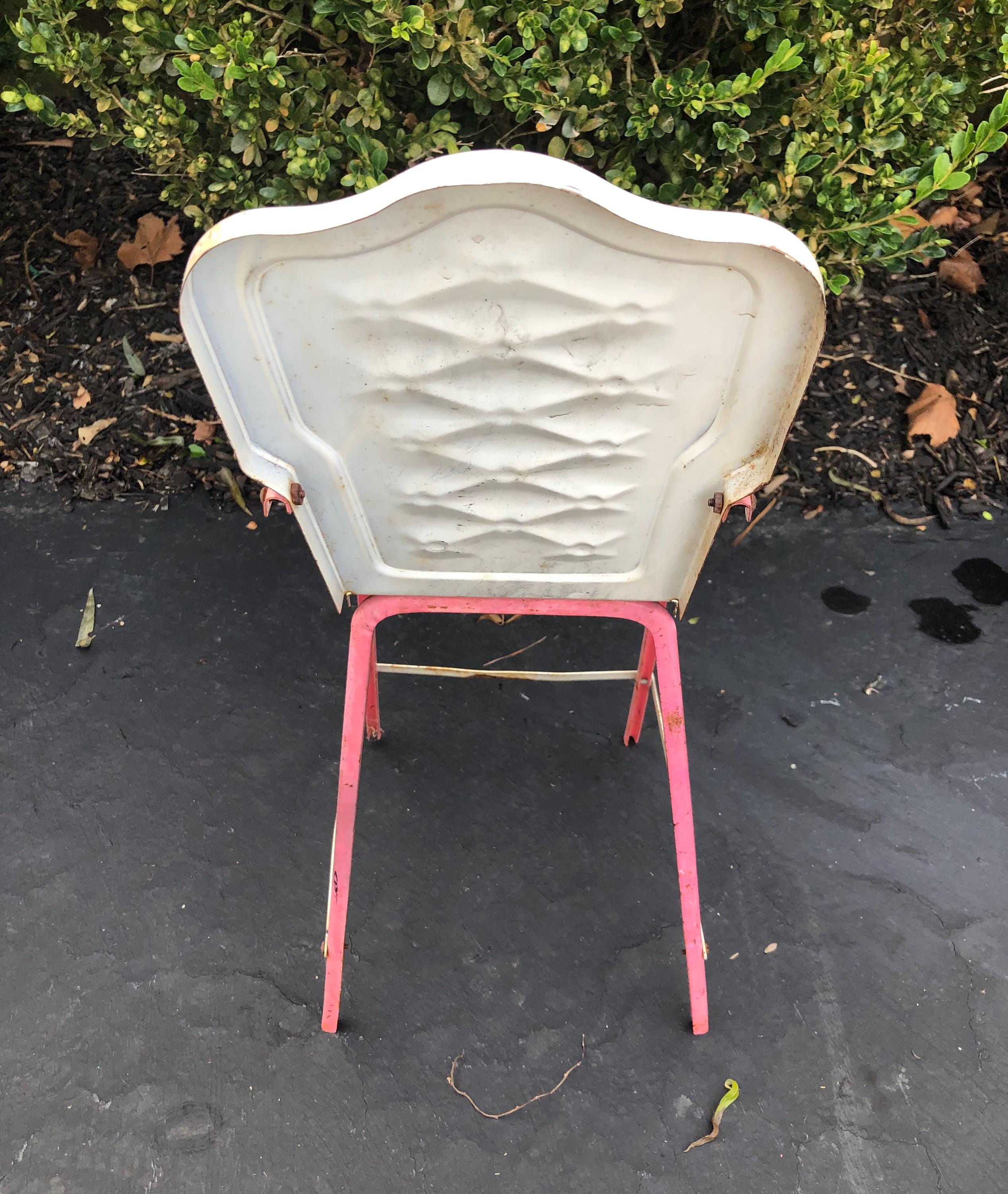 Vintage Amsco Doll-e-hi-chair, Pink Metal Doll High Chair, MCM Toy