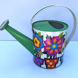 Vintage Tin Litho Watering Can, Groovy Flowers Watering Can, Child&#39;s Watering Can Toy, Ohio Art Metal Watering Can, Vintage Garden Decor
