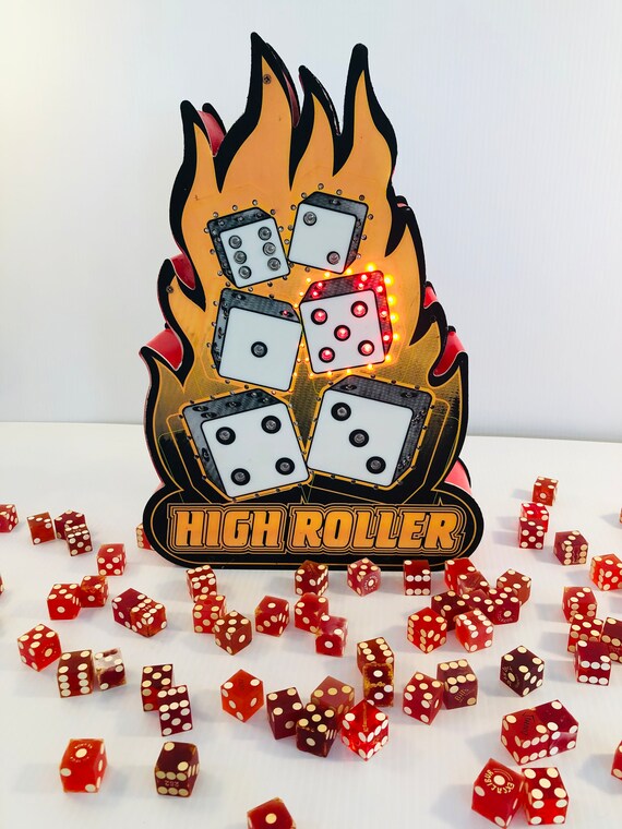 Vintage, High Roller Casino Flashing Dice Light up Sign in Working 