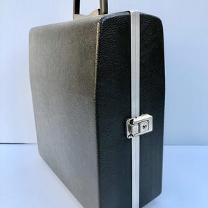 Vintage, 1960&#39;s, Black & Silver Suitcase Travel Bar, MCM Roadtrip Tavel Bar, Vintage Camping Suitcase Travel Bar, Groomsman Wedding Gift