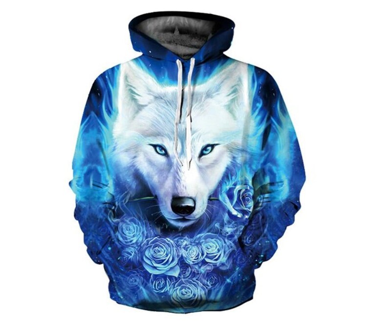 Creative Colorful Wild Wolf Paint All Over Print Hoodie Cool 3D Quality ...