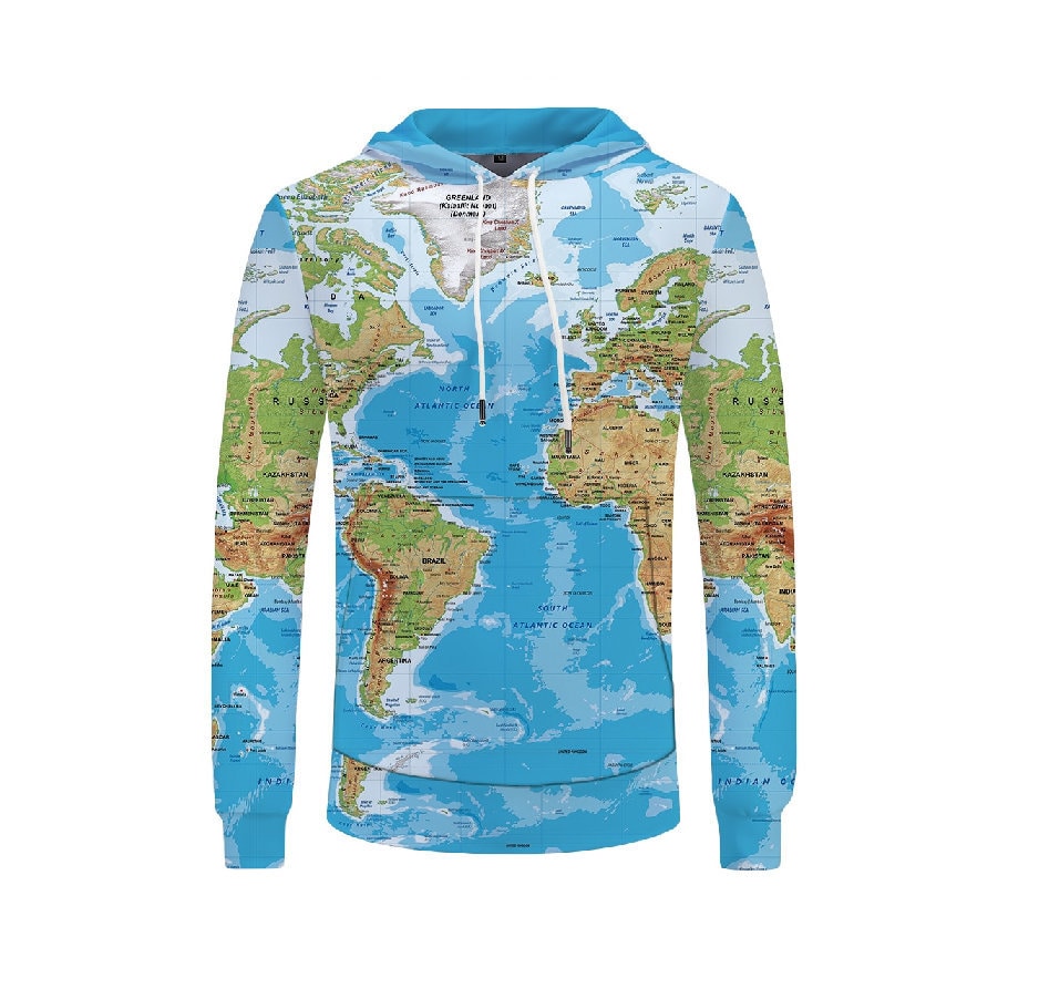 Creative World Map of Earth Paint All Over Print Hoodie Cool - Etsy