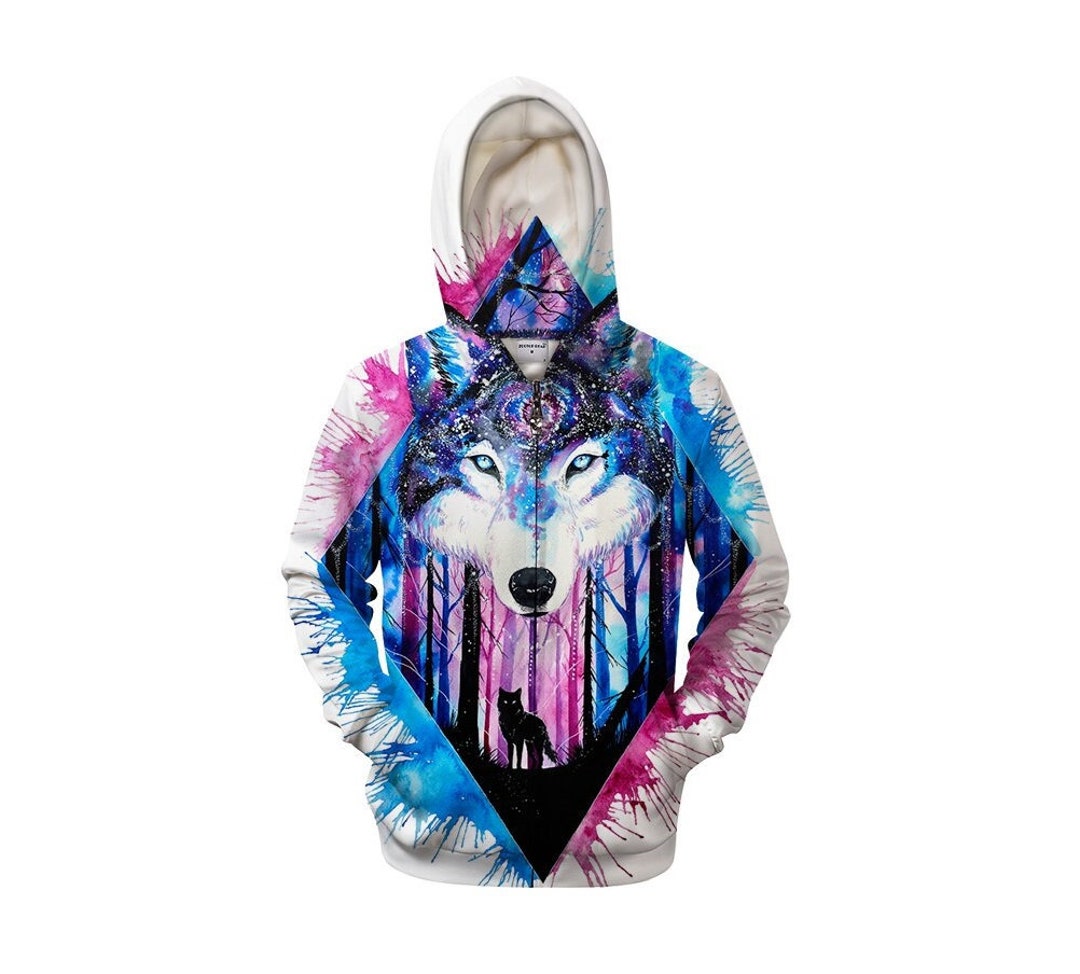 Creative Cosmos Wolf Paint All Over Print Zip Hoodie Cool 3D - Etsy
