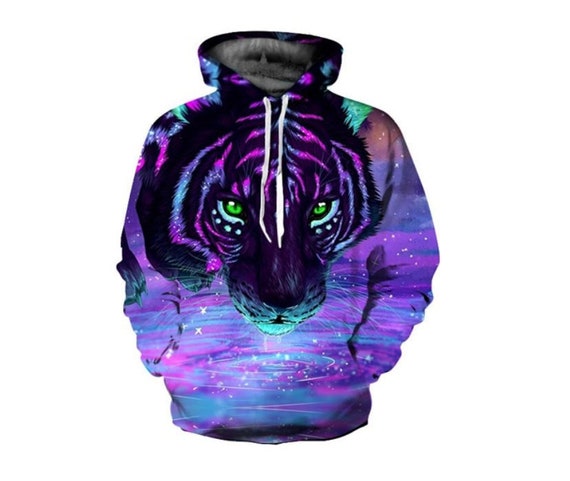 Creative Colorful Wild Tiger Paint All Over Print Hoodie | Etsy