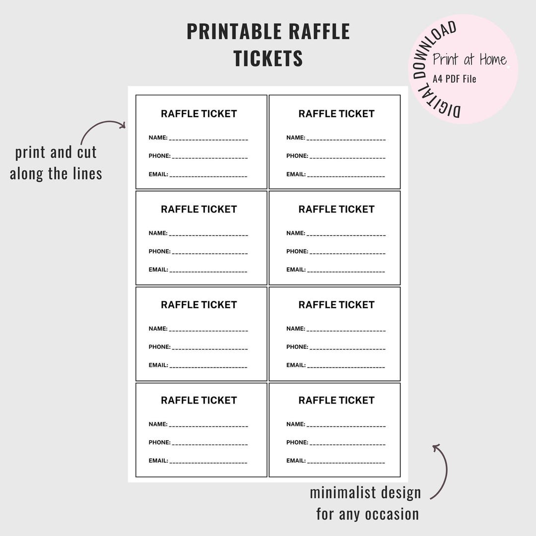 A4 Printable Raffle Tickets PDF | 5 Colour Prize Draw Ticket Templates ...