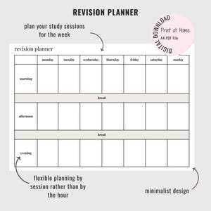 Planner di revisione minimalista stampabile / Calendario degli esami stampabile / DOWNLOAD DIGITALE /