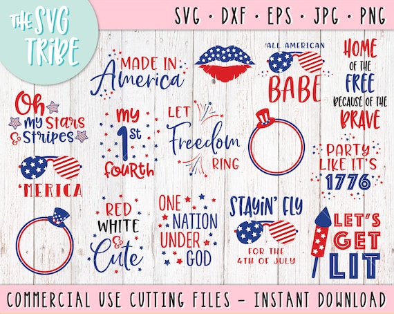 4th Of July Svg Bundle Eps Jpg Png Dxf Files For Cutting Etsy