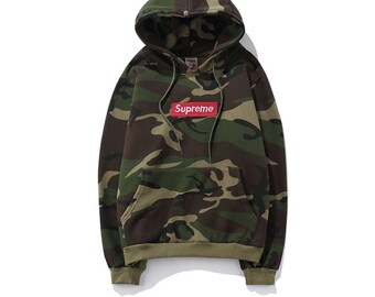 Supreme Hoodie Red Box Logo Army Print Unisex Casual Great Gift Hat Hoodie