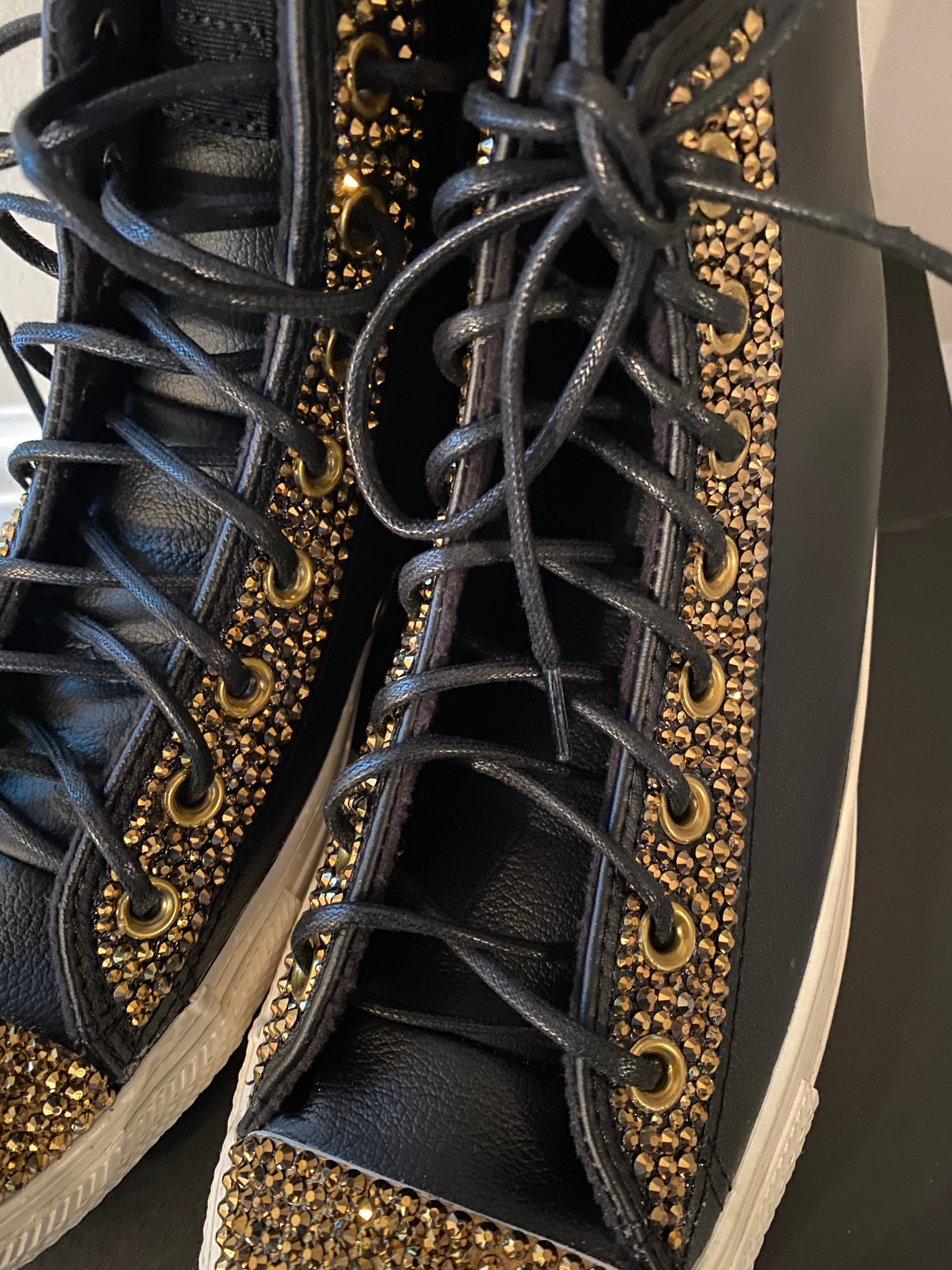 Black Leather Converse Etsy Singapore
