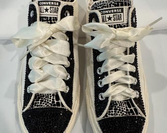 Ivory and Black All Star Converse, Wedding, Prom