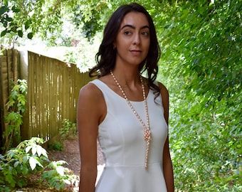 Long Pink Freshwater Pearl Necklace with Sterling Silver Findings