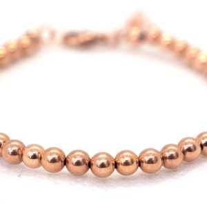 14K Rose Gold Filled Beaded Bracelet: Delicate Minimalist Jewelry