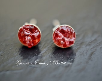 Raw Garnet Earrings