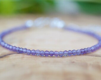 AAA Amethyst Armband: Sterling Silber, Rosegold, oder Gold filled
