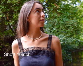 Hand-Knotted Freshwater Pearl Necklace - Tiny White Pearls, AA Quality, Wedding Jewelry