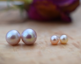 Pink Pearl Earrings in Sterling Silver