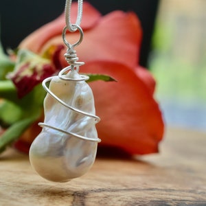 Beautiful Baroque Pearl Pendant Wire Wrapped in Sterling Silver
