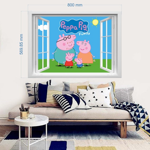 Peppa Pig Wall Sticker Window Vinyl Bedroom Cartoon Kids Art Room Decor