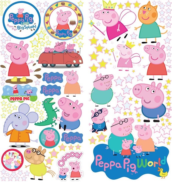 PEPPA PIG Wall Art Sticker Vinyl Bedroom Cartoon Kids Girls Etsy
