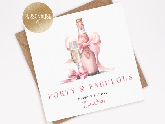 Personalised 40th Birthday Card for Her, 40th birthday card for mum, sister, auntie, friend, 40th Birthday Gift - Forty & Fabulous (011)