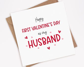 Tarjeta del día de San Valentín: primer día de San Valentín como esposo: tarjeta del día de San Valentín para el esposo de parte de la esposa (028)